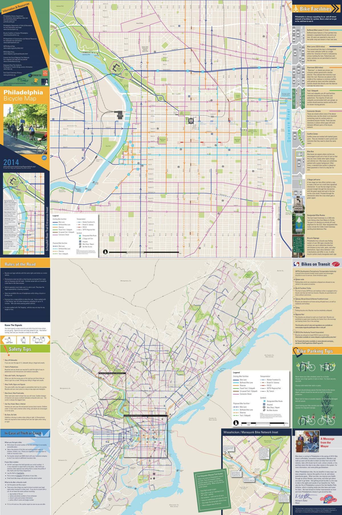 Philadelphia fietsstrook kaart