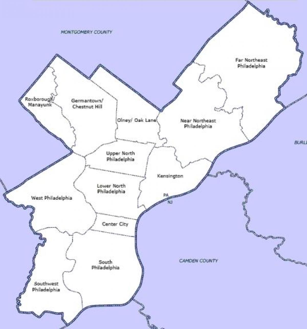 Philadelphia district kaart