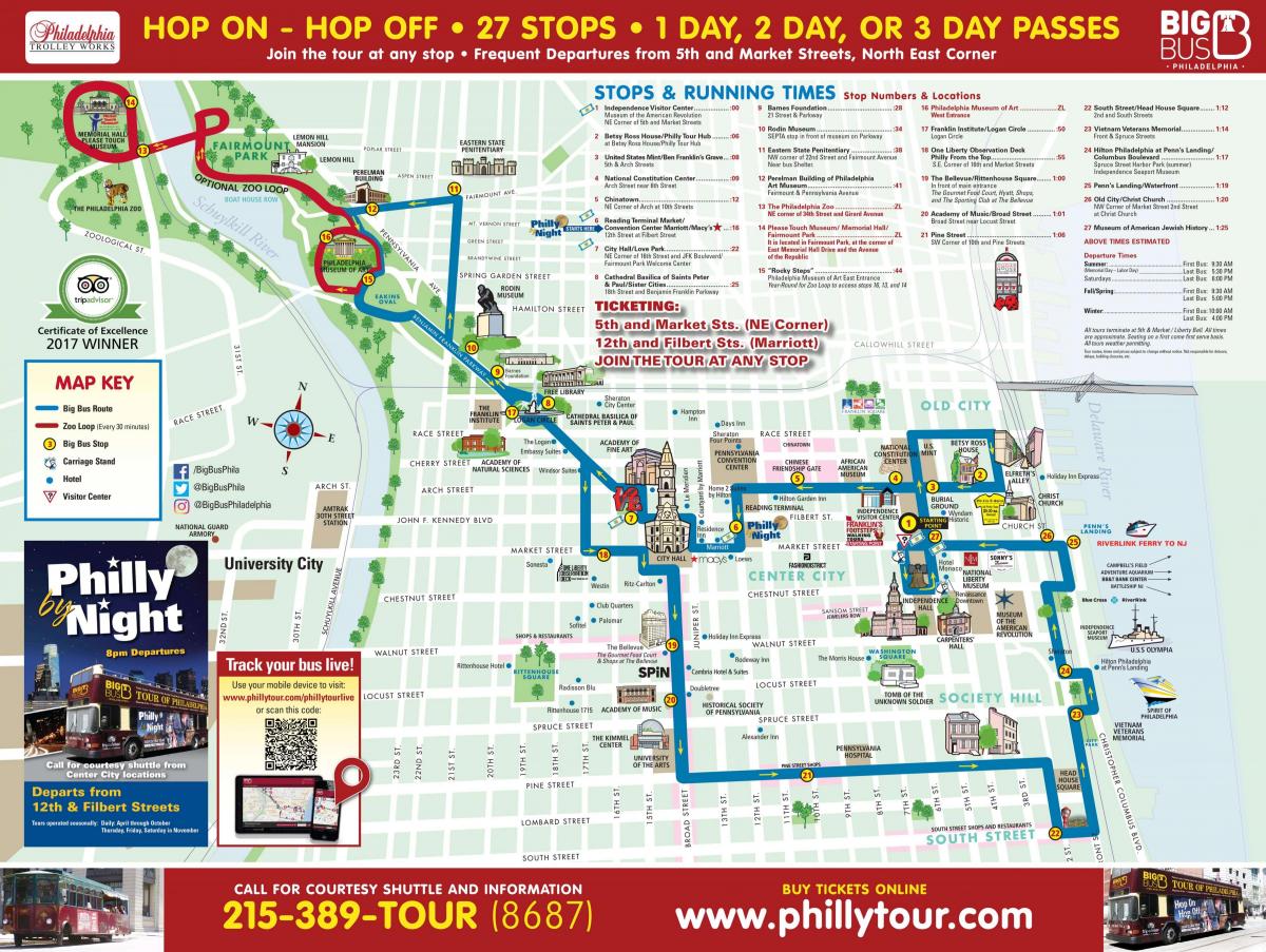 Philadelphia kaart Grote Bus