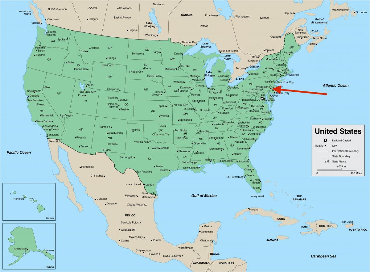Philadelphia in Pennsylvania - Kaart van de VS